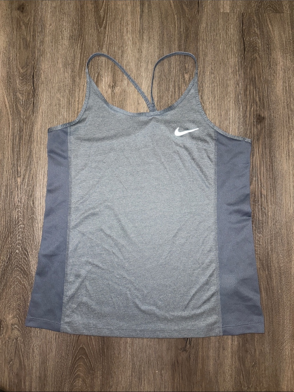 Nike Women's Light Gray Athletic Tank with Dark Gray Side Panels